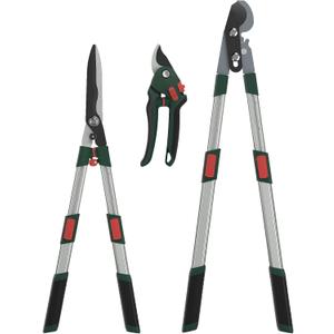 GARTOL 3-Piece Garden Tool Set - Bypass Lopper, Hedge Shears, Pruning Shears with Telescopic Aluminum Handles, Extendable Heavy-Duty Branch Cutters, Garden Clippers for Branches, Shrubs, and Hedges