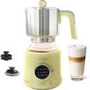LVNASST Stainless Steel Milk Frother and Steamer, 12oz Electric Milk Warmer & Foam Maker, 3in1 Hot Cold Frothing, Warm Thick Foam for Macchiatos, BPA Free, Yellow