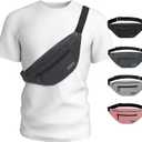 MAXTOP Large Crossbody Fanny Pack with 4-Zipper Pockets,Gifts for Enjoy Sports Festival Workout Traveling Running Casual Hands-Free Wallets Waist Pack Phone Bag Carrying All Phones (Dark Grey), Large