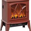 HOMCOM Electric Fireplace Stove, 18" Freestanding Fireplace Heater with Realistic Flame, Overheating Protection, Portable, 750W/1500W, Red