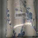 Navy Blue Farmhouse Linen Shower Curtain, Boho Floral Fabric, 72 x 72