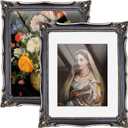 Lineshading 2 Pcs Black 11x14 Vintage Frame Vintage Ornate Picture Frames for 11x14 or 8x10 Pictures with White Mat for Home Wall Hanging Decor or Tabletop Display (Classic Style)