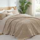 BEDELITE Velvet Quilt Set King Size, Luxury Velvet Comforter for All Season, Lightweight Soft Quilted Bedding Set, Striped Channel Oversized Bedspread Coverlet with 2 Pillow Shams, Taupe, King/Cal King