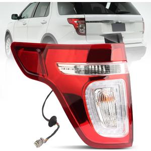 Tail light Assembly Fit for Ford Explorer 2011 2012 2013 2014 2015 Left Driver Side, with Wiring Harness and Bulbs Brake Rear Lamp Replacement for BB5Z13404C and BB5Z13404D