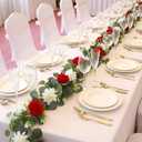 4 Pack Wedding Garland Set, Red Rose & White Dahlia Hanging Flower Vines for Wedding Arch, Backdrop, Mantel, Home Decor (5.91ft)