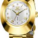 OLEVS Womens Watches Gold Diamond Tungsten Steel Luxury Dress Classic Ladies Calendar Week Wrist Watches for Women