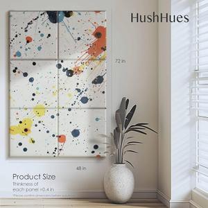 HushHues 6-Pack Art Acoustic Panels 72x48 Inches Soundproof Wall Panels - Decorative Acoustic Treatment Panels for Recording Studios,