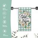 3 x Christian with God All Things are Possible Kitchen Dish Towel, Religious Inspirational Floral Drying Hand Towel Baking Cooking Cloth, Flowers Buffalo Plaid Farmhouse Home Decoration 18'' x 26''