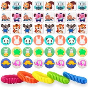 Mosquito Repellent Stickers 240 Pcs Natural Mosquito Patches for Kids and Adults with 5 Pack Individually Wrapped Mosquito Repellent Bracelets for Outdoor Camping Traveling Fishing