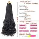 9 Packs French Curl Crochet Braids 18 Inch Pre Looped Goddess Box Braids with Curly Ends Synthetic Crochet Hair Bouncy French Curly Braiding Hair for Women