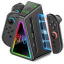 Switch 2 Controller Charging Dock for 2025 Nintendo Switch 2 JoyCon, Ergonomics & Magnetic Charger Station for Switch Joycon 2 Controllers, Fast Charger Stand with RGB Lighting for Joy-Con Accessories (Black)