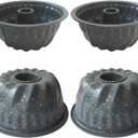 4PCS Small Bundt Cake Pan, Mini Bundt Pan, Nonstick Fluted Tube Cake Molds, Carbon Steel Round Pound Cake Pan, Reusable Baking Cup for Kugelhopf, Cake, Brownie - 4InchMarble