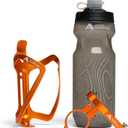 Bike Water Bottle Holder Combo - 20 Oz Squeeze Bottle & Bicycle Mount Cage Rack, No Screws Needed, Durable Alloy - Fits All Handlebar Bikes & MTB Mountain Road - for Adults, Kids (Orange)