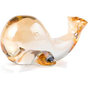 Ornalrist Crystal Gold Smile Whales Figurines Paperweights Gifts for Women, Glass Little Whales Collectible Figurines Tabletop Home Decor (Gold)