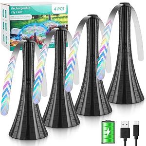 Fly Fans for Tables Rechargeable, Flies Fan to Keep Flies Away by Soft Blades, Food Fans for Camping, Picnic, Fishing, 3 PCS, Black，Party Essentials Picnic Accessories for Outside
