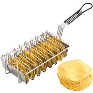 Taco Fryer Basket, Deep Fryer Taco Holder Basket V-Shaped Taco Shell Mold Taco Shell Fryer for Burritos and Tortillas (8 Shells)