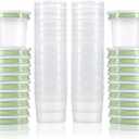 DEMORA 7 oz Plastic Food Containers with Screw Top Lids, Small Food Freezer Storage Containers Cups for Lunch Snack Soup Meal Prep, Freezer Microwave Dishwasher Safe, BPA Free (Green, 20 Sets)