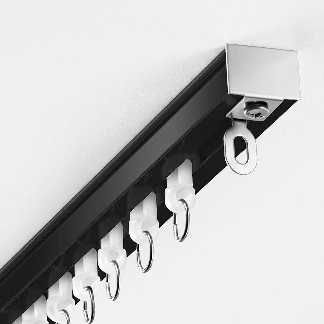 Ceiling Curtain Track, Wall Mount Curtain Tracks, Black, 3ft-6ft