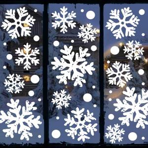 Ivenf Christmas Decorations Indoor Decor: 8 Sheets Extra Large White Snowflake Christmas Window Clings, Farmhouse Rustic Xmas Snowflake Decorations for Kids Home School Office Winter Holiday Party
