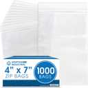 Spartan Industrial - 4 X 7 (1000 Count) 2 Mil Clear Reclosable Zip Plastic Poly Bags with Resealable Lock Seal Zipper