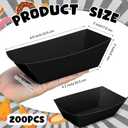 Uiifan 200 Pcs Paper Food Boats Disposable Paper Food Tray Grease Resistant Disposable Serving Tray Cardboard Hot Dog Holder for Burgers Fries Sandwiches Picnic Party (Black)