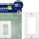 Leviton 1-Gang Decora/GFCI Device Wallplate, Standard Size, Thermoset, Device Mount, 10-Pack, 80401-WMP, White
