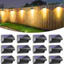 Bridika Solar Fence Lights, Fence Lights Fence Solar Lights Outdoor Waterproof Warm White & Color Glow LED Solar Lights for Backyard, Patio, Deck Railing, Stair Handrail, Pool and Wall (12 Packs)