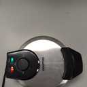 Gourmia Belgian Waffle Maker  Compact Design with Upright Storage, Adjustable Browning, and Easy-Clean Nonstick Ceramic Plates, Stainless Steel