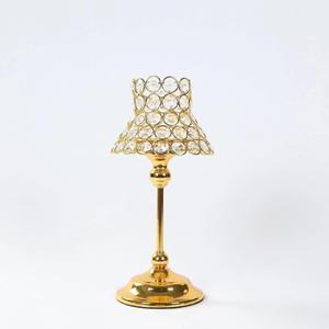 2 Gold 12 in Metal Candle Holders Centerpieces with Crystal Beaded Lamp Shades Wedding Party Events Decorations Supplies