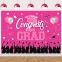 Pink Graduation Backdrop Decorations 7*5 ft Class of 2026 Congrats Grad Backdrop Banner Hot Pink We’re So Proud of You Finally Done Banner Graduation Decor for College Grad Party Decorations