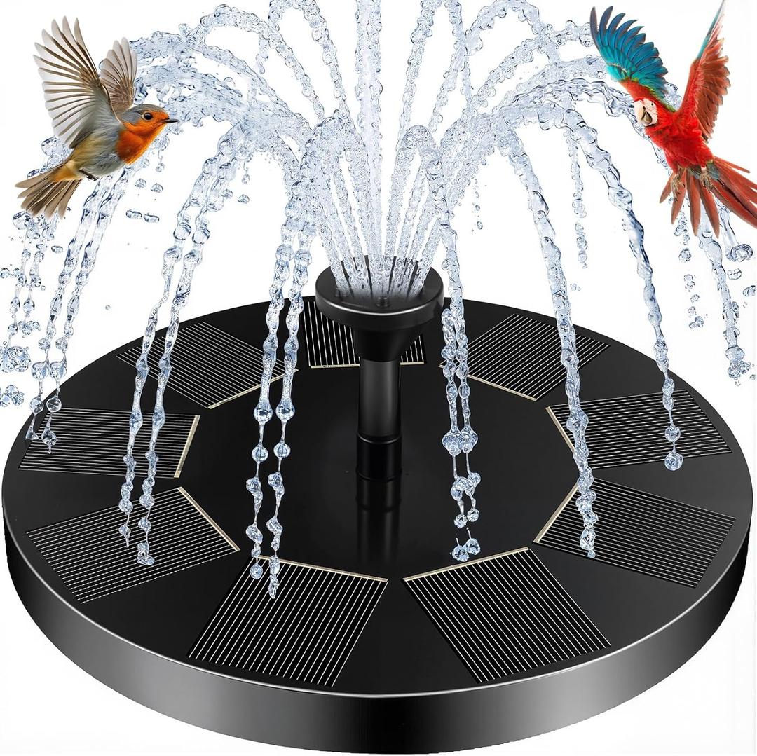 Solar Fountain for Bird Bath, 2026 Upgrade 2.5W Solar Bird Bath Fountain with 6 Nozzle, Standing Floating Powered Solar Water Pump for Bird Bath, Garden, Pond, Pool, Outdoor