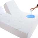 Split King Mattress Protector for Adjustable Bed, Cooling and Breathable Bamboo Viscose Waterproof Split Top King Mattress Pad Cover with 6-18 inches Deep Pocket, 32-34 inches Split from Head