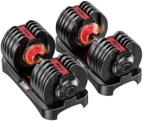 TYZDMY Adjustable Dumbbells Set of 2，Free Weights Dumbbells Set，Adjustable Dumbbell Set，52.5 lbs pair 105 lbs，15 in 1，for Men/Women Gym Equipment for Home Strength Training Equipment