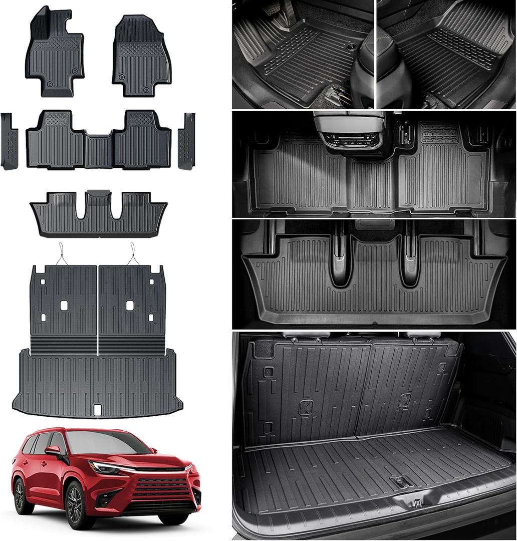 Floor Mats for 2024 2025 2026 Lexus TX, Cargo Mat with Backrest Mat All Weather TPE Waterproof Door Sill Protector for Lexus TX350 TX500h TX550h+ Accessories