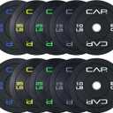 CAP 260lb Economy Olympic Bumper Plate Weight Set | Medium-bounce rubber, Steel hubs, 2-inch compatibility, Weightlifting and home gym use,  ECONOMY, 260 lb - Set