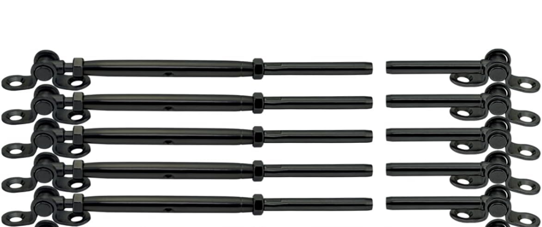 Black Stainless Steel Cable Railing Hardware Kit for 3/16 Cable Railing System with Adjustable Angle T316 Marine Grade Thick Plate 5 Pairs