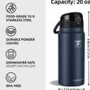 Fanhaw 20 Oz Insulated Stainless Steel Water Bottle with Chug Lid Wide Mouth, Leak-Proof, BPA-Free Ideal for Kids, Adults, Sports, Gym, and Outdoor Use (Navy Blue)
