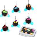 SONGWAY Cat Toy Wand Refills - 6 PCS Insect Shaped Furry Cat Toys Replacement, Interactive Cat Toys for Indoor Cat Kitten
