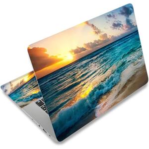 Laptop Skin Sticker Decal,12" 13" 13.3" 14" 15" 15.4" 15.6 inch Laptop Skin Sticker Cover Art Protector Notebook (2 Wrist Pad Skins Included), Decorative Removable, Sunset Beach