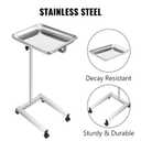 VEVOR Lab Cart, Stainless Steel Mayo Tray Stand 18 x 14 in Trolley Mayo Stand, Adjustable Height 32-51 in Instrument Tray with Removable Tray & 4 Omnidirectional Wheels, Ideal for Home Equipment