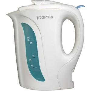 Proctor Silex Electric Tea Kettle, Water Boiler & Heater Auto-Shutoff & Boil-Dry Protection, 1000 Watts for Fast Boiling, 1 Liter, White