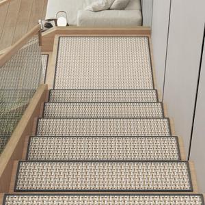 YDKGL 15PCS Stair Treads Non-Slip Washable Peel and Stick Stair Treads for Wooden Steps Indoor Reusable Stair Carpet Treads Adhesive Stair-Runner Rugs for Kids and Dogs Elder8"x30"Gray)