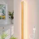 1 Pack Modern Plug in Long Wall Sconce 31.4 LED Bamboo Wall Lights 24W Long Strip Indoor Wall Lamp 3000K with 6.5FT Plug in Cord and On/Off Switch on The Cord for Living Room Hallway Stairwell