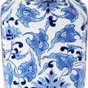 K&K Interiors Porcelain Blue and White Chinoiserie Square Vase, - 15299A