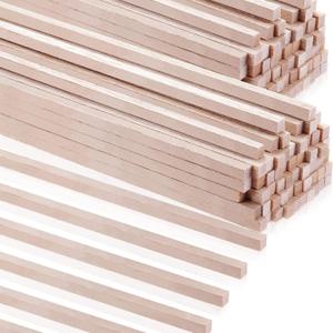 Yulejo 150 Pieces Balsa Wood Sticks 1/8 x 1/8 x 12 Inch Hardwood Square Dowels Unfinished Wooden Strips for DIY Molding Crafts Projects Making