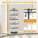 EsLuker.ly Earring Holder Organizer Rotating Display Tree Stand, Adjustable Height Earring Card Hanger Rack with 50 Hooks for Vendors Market Selling, 5 Tier Metal Jewelry Storage Tower, Black