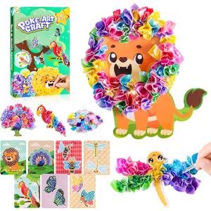 KUKANTST Poke-in Animal Crafts for Kids Ages 4-8, Mess-Free DIY Paper Art Activities, Classroom Prizes, Christmas Stuffers, Birthday Gifts Toys for Boys and Girls 4 5 6 7 8 9 10 Year Old