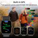 Smart Watch with Built-in GPS, 1.96" HD Display, Answer/Make Calls, 100+ Sport Modes, Heart Rate/Sleep/SpO2 Monitor, Fitness Activity Tracker for Android and iPhone, for women men (Black, 1.96")