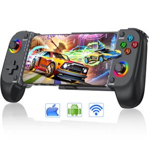 Wireless Phone Controller for iPhone/Android with Hall Joystick, Moblie Controller for iPhone Support Xbox Game Pass, PlayStation, Steam Link, Call of Duty, Roblox, Cloud Android Controller (Black)