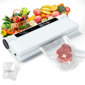75kpa Food Vacuum Sealer Machine, Dry/Wet Modes, Compact Design, with Led Indicator Lights, 20 Vacuum Sealer Bags, Ideal for Home Kitchen Use